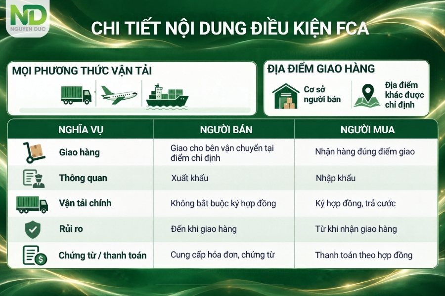 Chi tiết ba nội dung điều kiện FCA